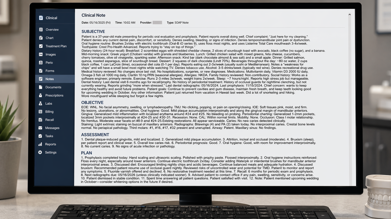 SOAP note screen 1