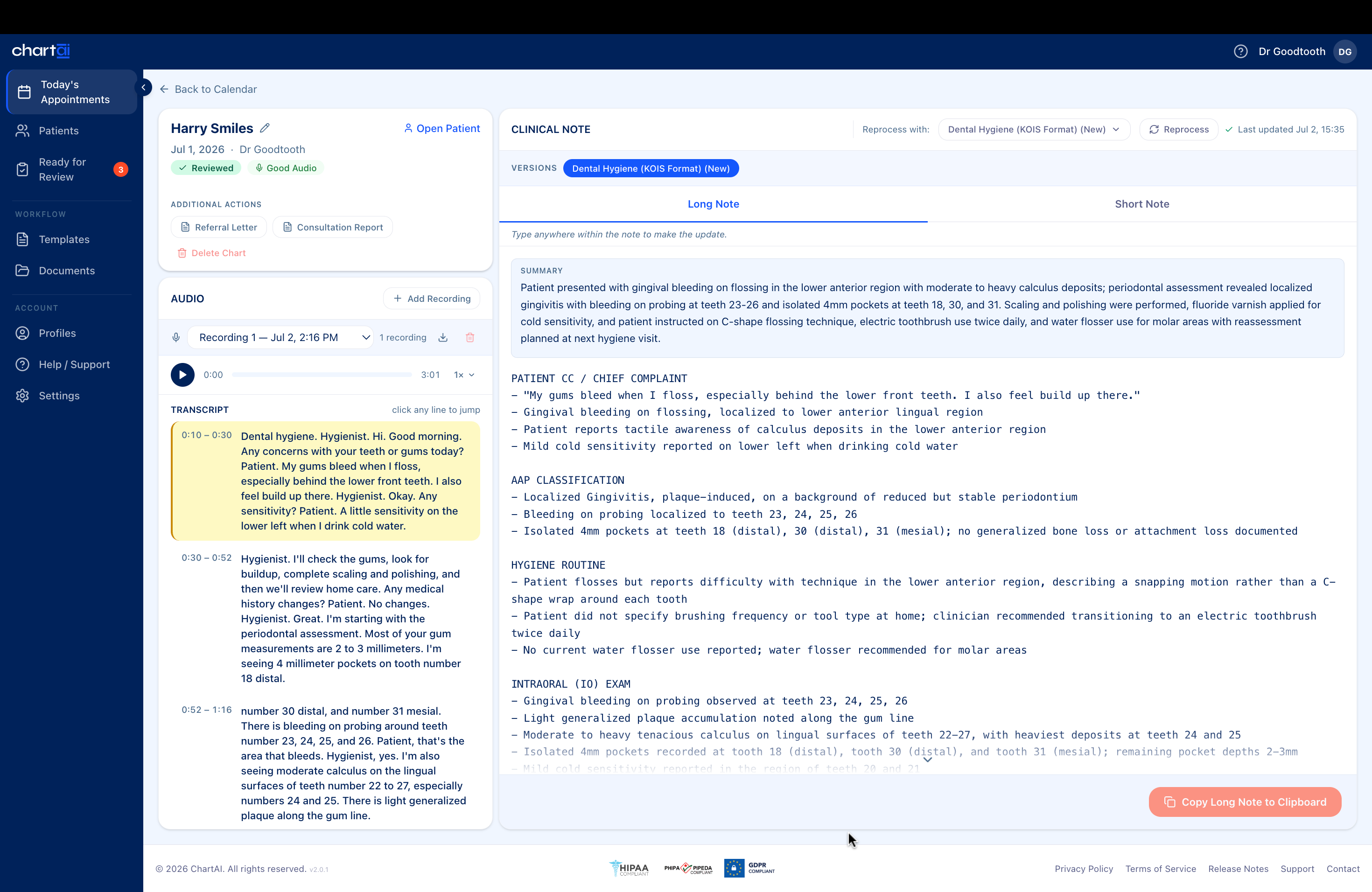 ChartAI clinical note — Chief Complaint