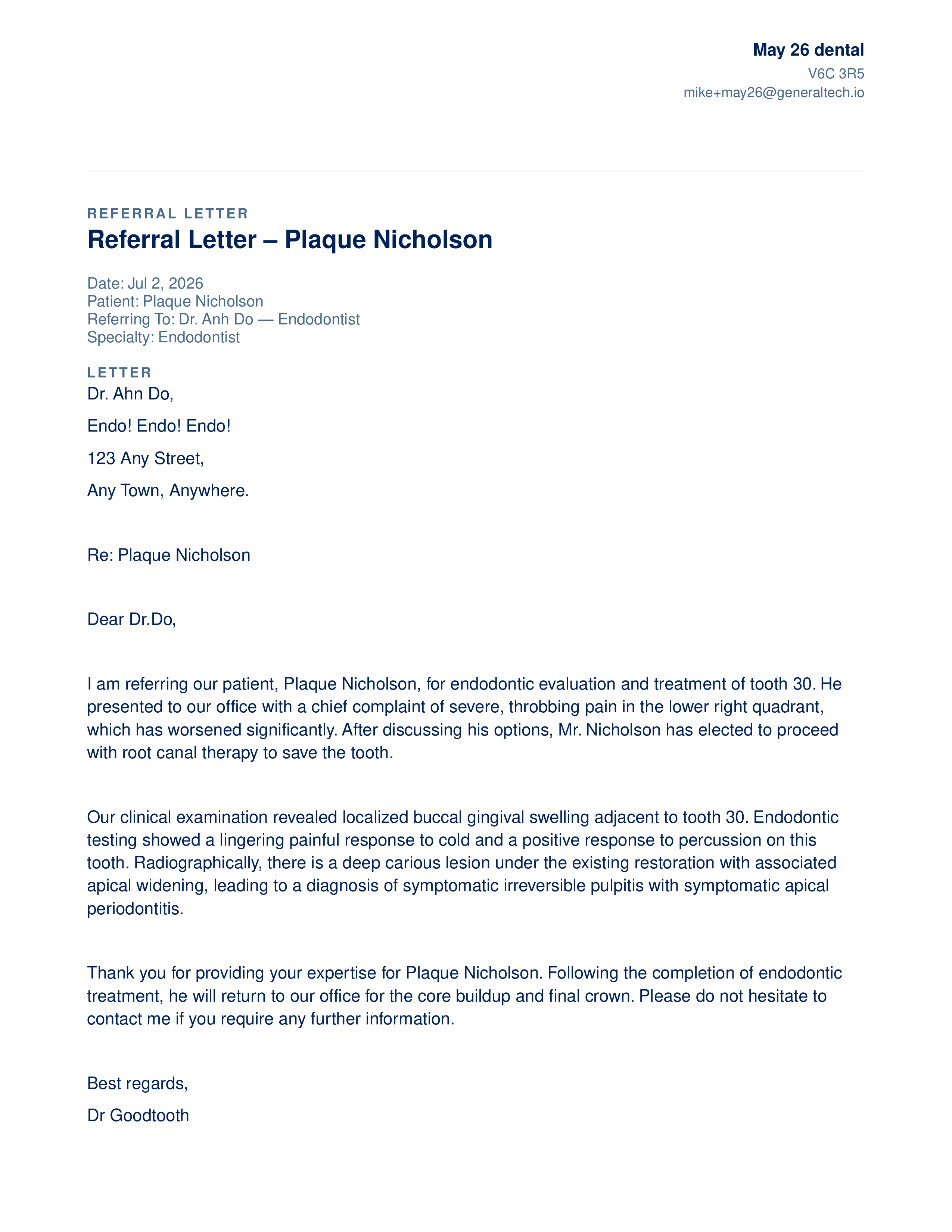 ChartAI referral letter