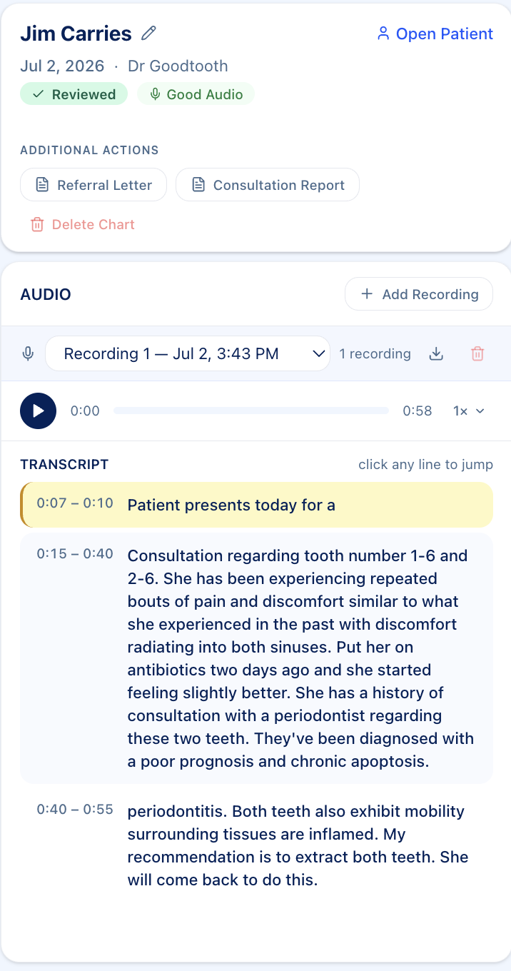 ChartAI dictation input